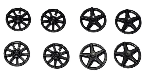 Lot Of 8 Lego Wheel Cover 5 Spoke and 9 Spoke for Wheel 72206 Pearl Dark Gray