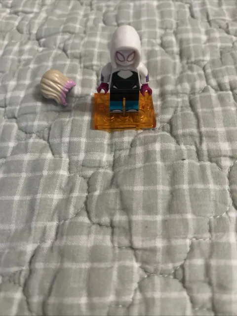 LEGO Spider-Gwen Minifigure w/ Hood Mask & Pink Hair Accessory, Spider-Verse