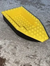 Lego Floating Boat 16 x 8 Black Hull 28533 with Yellow Top 28535