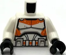 Lego New Minifig White Torso SW Armor Clone Trooper w/ Orange 212th Legion Part
