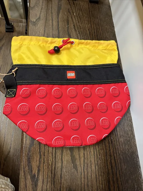 Lego Cinch Fabric Bucket Bag Storage Red & Yellow 