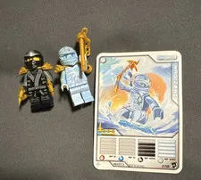 LEGO NINJAGO Zane NRG Minifigure Lot (2pcs) w/ Accessories Trading Card 21/25