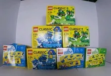 LEGO Classic Retired 4 blue 10706 3 green 10708Creativity Blocks lot of 7