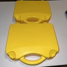 2 LEGO Car Carrying Case Storage Container Yellow No Dividers And No Latches