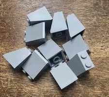 LEGO Light Bluish Gray Slope 65 2 x 2 x 2 with Bottom Tube. QTY 10. Part. 3678b.