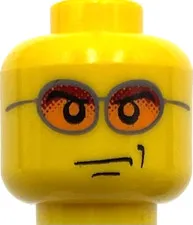 Lego New  Yellow Minifigure Head Glasses with Orange Sunglasses and Smirk Part