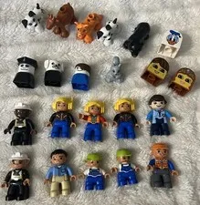 Legos Duplos figures lot Construction Fireman Animals Donald Duck 22 Figures