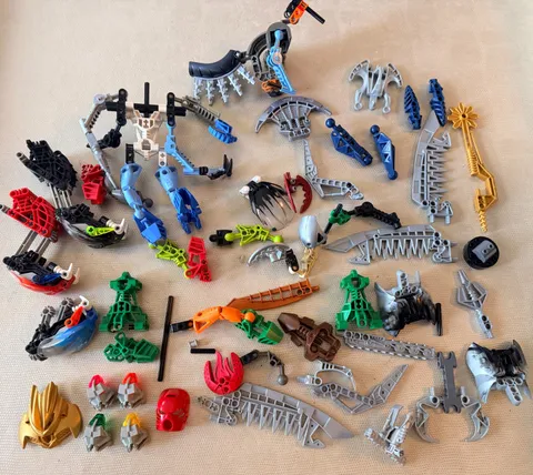 LEGO Bionicle Parts & Pieces Lot - Masks, Chest Plates, Swords, Weapons & MORE