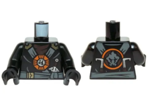 LEGO® Part 973pb2088c01 - Torso Ninjago Dark Bluish Gray - Cole