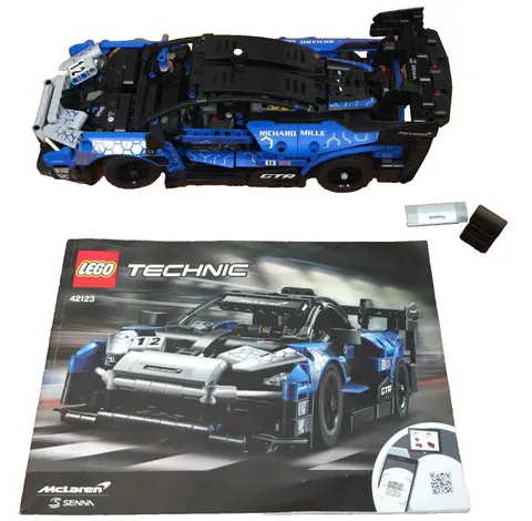 LEGO TECHNIC MCLAREN SENNA GTR RICHARD MILLE BLUE CAR 42123 BUILT INCOMPLETE 
