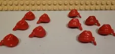 LEGO x 10 Red Minifigure, Headgear Hat, Cloth Wrap / Bandana with Single Tail
