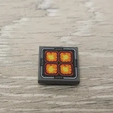 Lego 11203pb007 Dark Bluish Gray Tile Modified 2 x 2 Inverted 4 Orange Squares