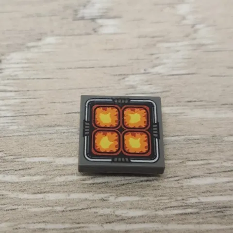 Lego 11203pb007 Dark Bluish Gray Tile Modified 2 x 2 Inverted 4 Orange Squares