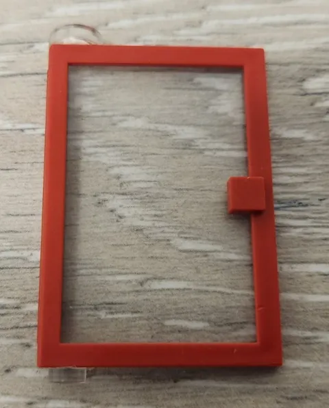 Lego 73436 73436c01 Red Door 1 x 4 x 5 Left With Fixed Transparent Clear Glass