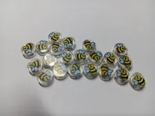 LEGO BULK LOT OF 21 1X1 ROUND TILE BUMBLEBEE PATTERN