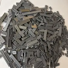 LEGO LOT x200 Dark Bluish Gray Plates 2x Wide - 2x2 2x3 2x4 2x6 2x8 2x10 2x14