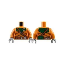 LEGO - Minifig, Torso Armor Plates, Green Scarf, Brown Belts w/ Silver Buckles