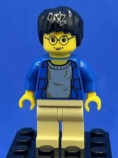 Harry Potter - Blue Open Shirt Torso, Tan Legs LEGO HP004 Minifigure