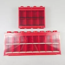 LEGO Minifigure Display Case Lot 4066 Red Large (16) and Small (8) 2011 GUC