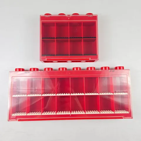 LEGO Minifigure Display Case Lot 4066 Red Large (16) and Small (8) 2011 GUC