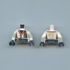 NINJAGO LEGO x 2 Sora Minifigure White Torso Robe with Coral Hems, Dark Blue