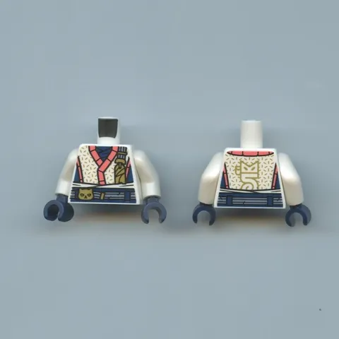 NINJAGO LEGO x 2 Sora Minifigure White Torso Robe with Coral Hems, Dark Blue