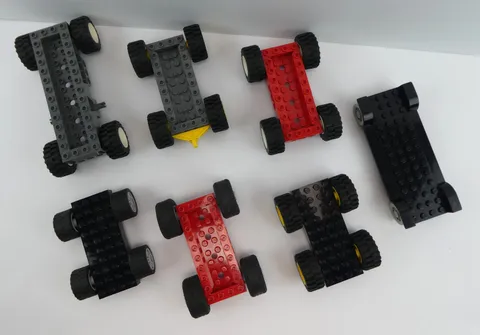 Lego Lot of 7 Assorted Vehicle Car Bases + Wheels & Tires 30643 30076 3888 30642