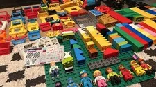Vintage Lego Duplo Lot Of 206 Random Pieces Shapes Trains Figures Colors