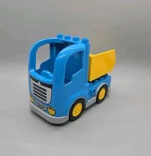 Lego Duplo Blue Construction Dump Truck With Yellow Bed And Grey Base Wheels