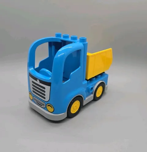 Lego Duplo Blue Construction Dump Truck With Yellow Bed And Grey Base Wheels