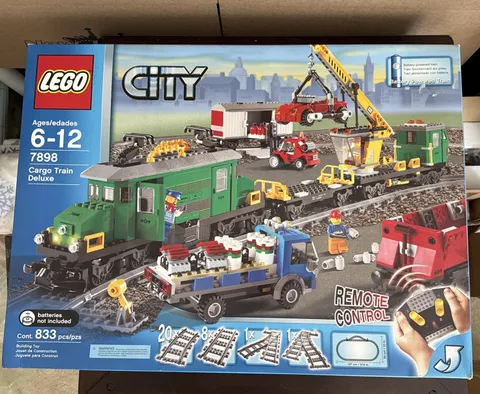 LEGO City Trains 7898 Cargo Train Deluxe Complete Set 860 pcs Remote Box