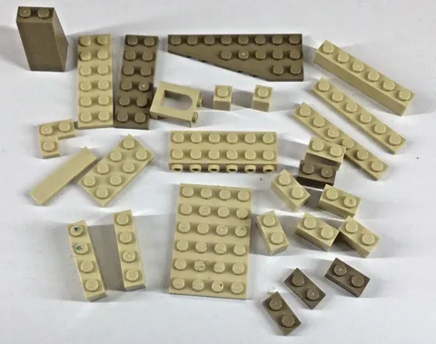 Lot of 27 LEGO Bulk Loose Parts Pieces Sand Tan Brick Plate