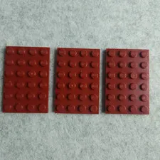 LEGO 3032 Plate 4x6 Dark Red x3 Genuine