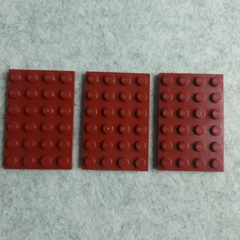 LEGO 3032 Plate 4x6 Dark Red x3 Genuine