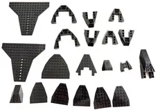 LEGO Black Space Aircraft Parts Lot - 16x14 Shuttle Plates 6219 Boat Bows 47404 