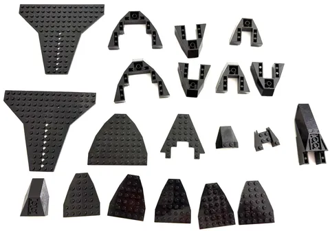LEGO Black Space Aircraft Parts Lot - 16x14 Shuttle Plates 6219 Boat Bows 47404 