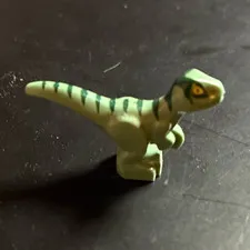 LEGO Light Green Raptor Dinosaur Figure, Dark Green Print, 1 Piece Plastic