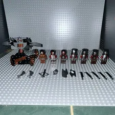 LEGO LOTR Lot Uruk Hai Minifigures with Hook Shooter,Armor, Swords, and Shields.