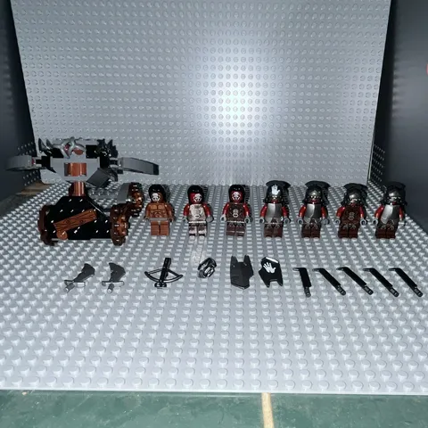 LEGO LOTR Lot Uruk Hai Minifigures with Hook Shooter,Armor, Swords, and Shields.