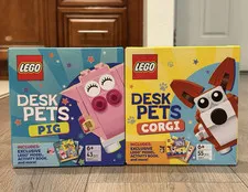 LEGO DESK PETS LOT OF 2 PIG 43 PIECES & CORGI 55 PIECES BOTH NIB