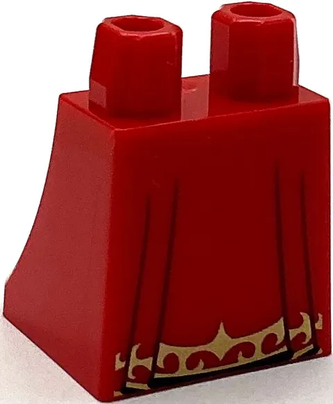 Lego New Red Minifigure Lower Body Skirt with Black Gathers and Gold Trim Part