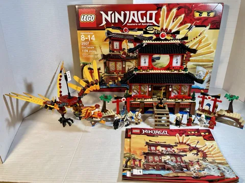 LEGO NINJAGO 2507 Fire Temple Dragon complete with all minifigs, box, manuals.