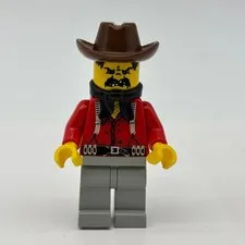 LEGO Western Cowboy Bandit 2 Minifigure Flatfoot Thompson ww008 Red Torso 6761