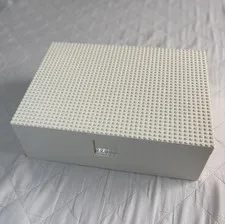 LEGO White Plastic Storage Container Box, Hinged Studded Lid, 1 Compartment