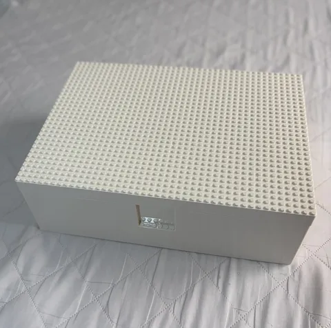 LEGO White Plastic Storage Container Box, Hinged Studded Lid, 1 Compartment