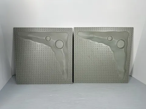 Vintage 1980s LEGO Base Plates 2 Lunar Space Crater Moon Raised, Old Gray 3947a