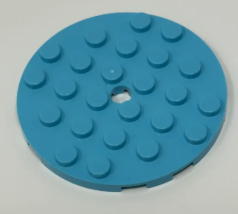 LEGO 11213 Plate Round 6 x 6 w/ Hole Azure x1