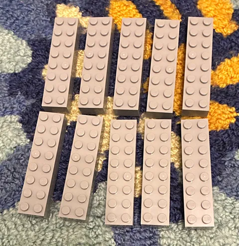 LEGO Gray 2x6 Plastic Brick Lot of 10 Bulk Building Pieces