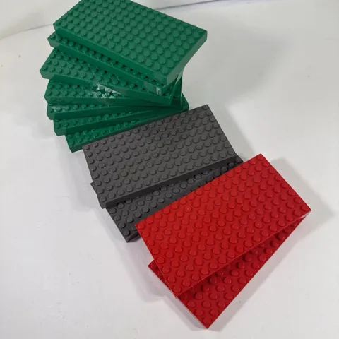 LEGO Green 8x16 Thick Base Brick Lot Of 11 Red Dark Gray Green