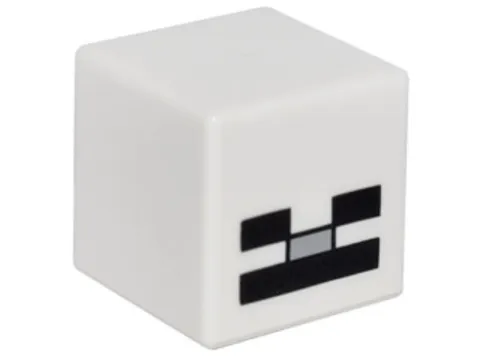 LEGO® Part 19729pb004 - Head, Modified Cube (Minecraft Skeleton)
